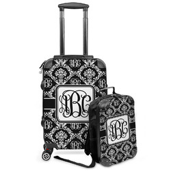 Monogrammed Damask Kids 2-Piece Luggage Set - Suitcase & Backpack