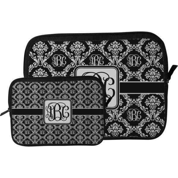 Monogrammed Damask Tablet Sleeve (Size Comparison)