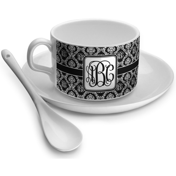 Custom Monogrammed Damask Tea Cup - Single (Personalized)
