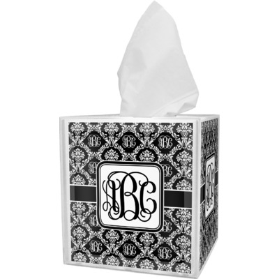 Monogrammed Damask Tissue Box Cover (Personalized)