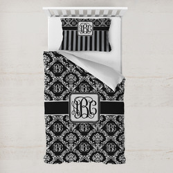 Monogrammed Damask Toddler Bedding Set - With Pillowcase