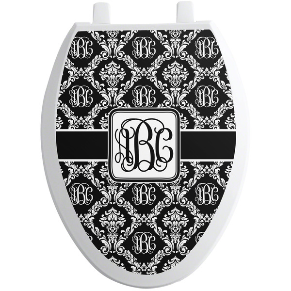 Custom Monogrammed Damask Toilet Seat Decal - Elongated (Personalized)