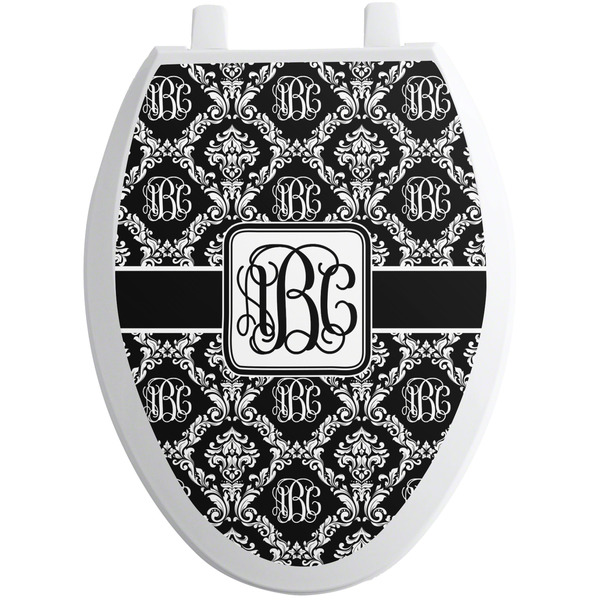 Monogrammed Damask Toilet Seat Decal (Personalized)