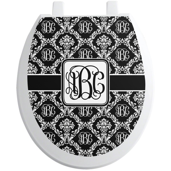 Custom Monogrammed Damask Toilet Seat Decal (Personalized)