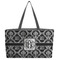 Monogrammed Damask Beach Totes Bag - w/ Black Handles