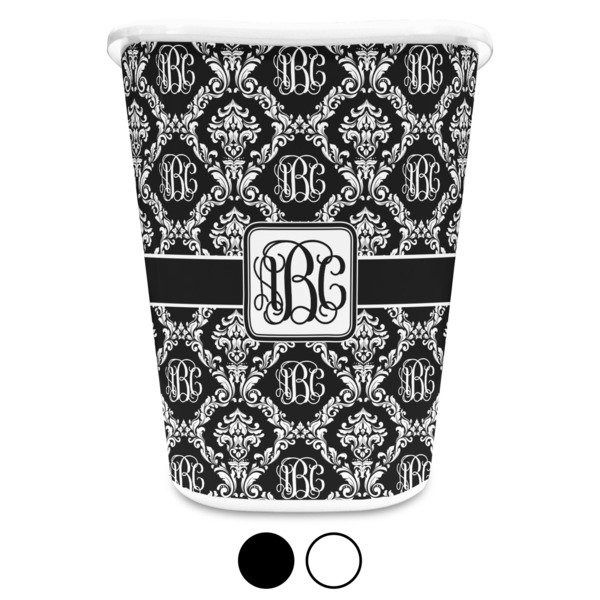 Monogrammed Damask Custom Waste Basket
