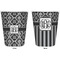 Monogrammed Damask Trash Can White - Front and Back - Apvl
