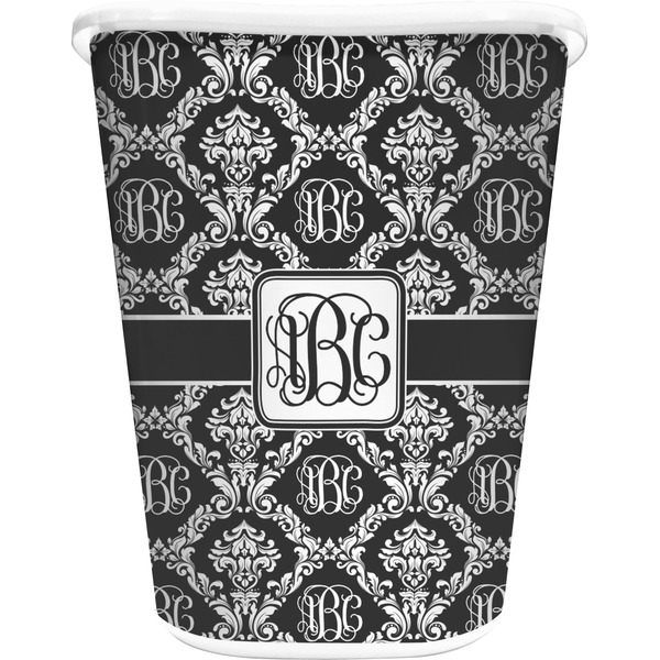 Custom Monogrammed Damask Waste Basket (Personalized)