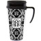 Monogrammed Damask Acrylic Travel Mug with Handle (Personalized)