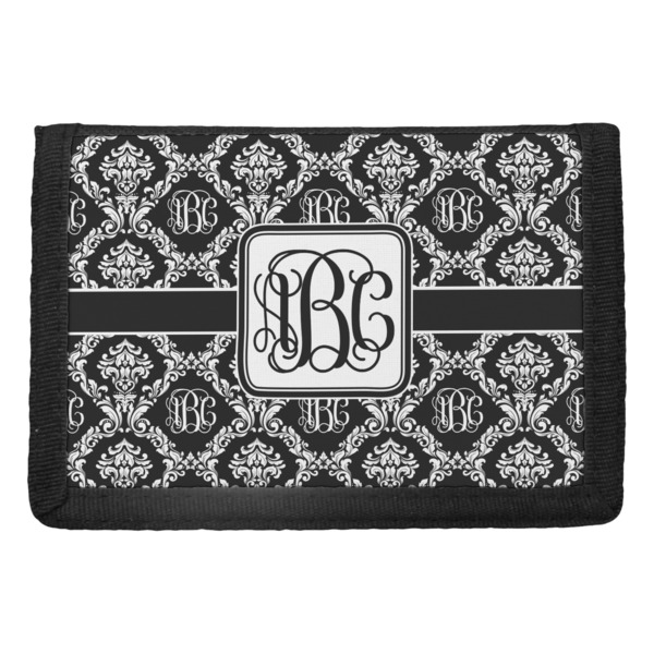 Custom Monogrammed Damask Trifold Wallet (Personalized)