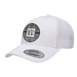 Monogrammed Damask Trucker Hat - White
