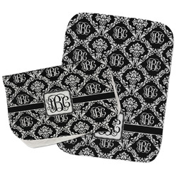 Monogrammed Damask Burp Cloths - Fleece - Set of 2