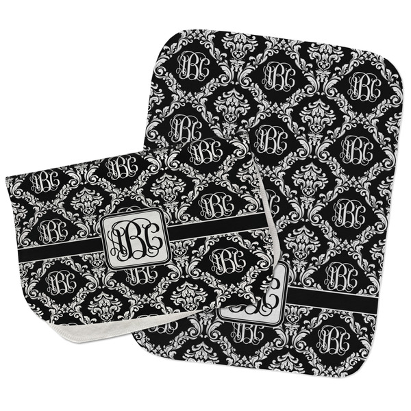 Custom Monogrammed Damask Burp Cloths - Fleece - Set of 2