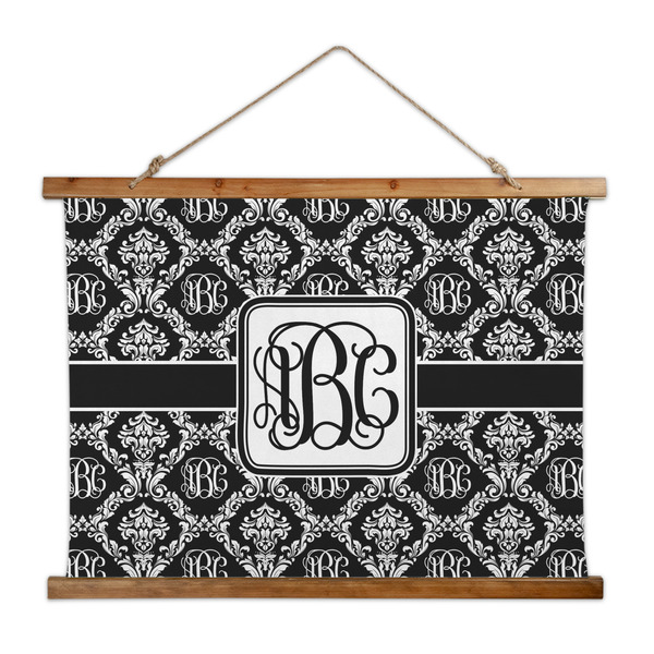 Custom Monogrammed Damask Wall Hanging Tapestry - Wide