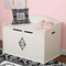 Monogrammed Damask Wall Monogram on Toy Chest