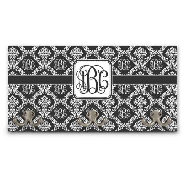 Custom Monogrammed Damask Wall Mounted Coat Rack (Personalized)