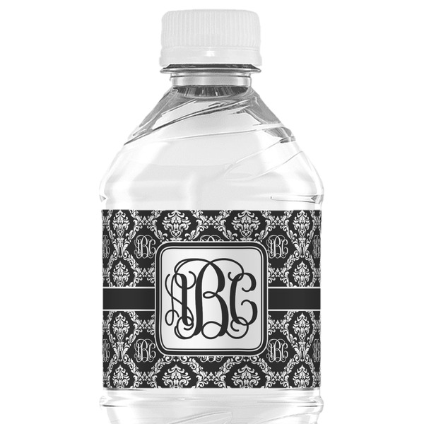 Custom Monogrammed Damask Water Bottle Labels - Custom Sized