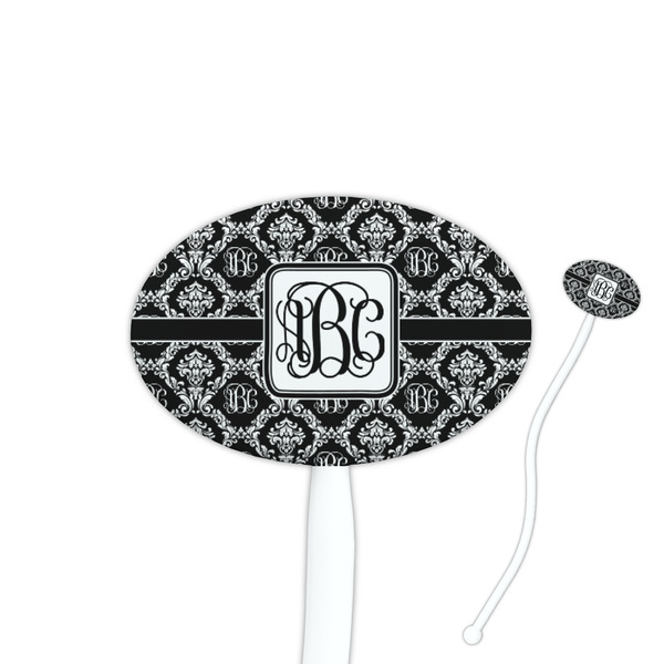 Custom Monogrammed Damask Oval Plastic Stir Sticks