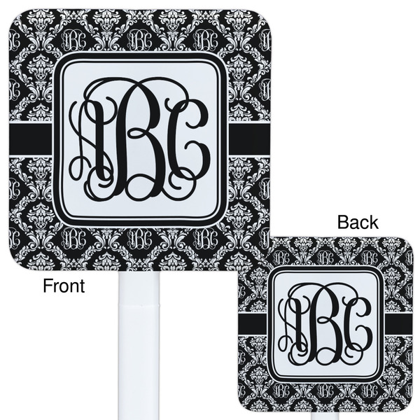 Monogrammed Damask White Plastic Stir Stick - Double Sided - Approval