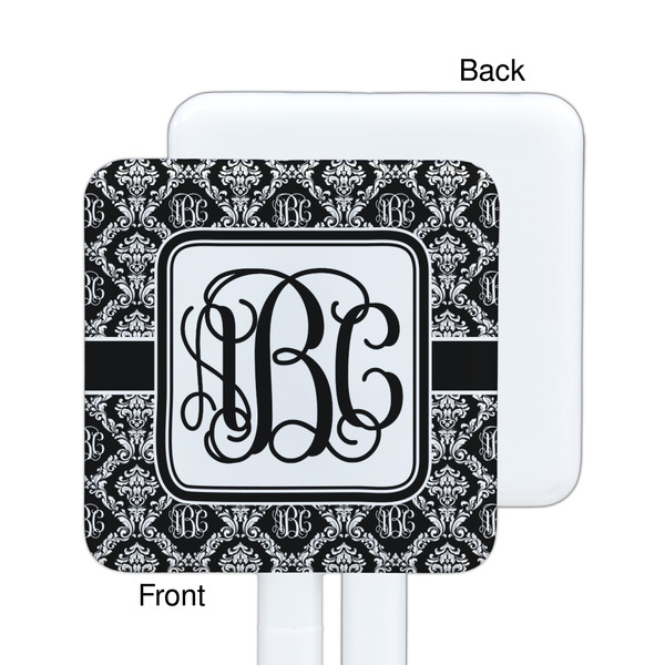 Monogrammed Damask White Plastic Stir Stick - Single Sided - Square - Approval