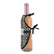 Monogrammed Damask Wine Bottle Apron - DETAIL WITH CLIP ON NECK