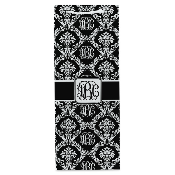 Monogrammed Damask Wine Gift Bag - Gloss - Front