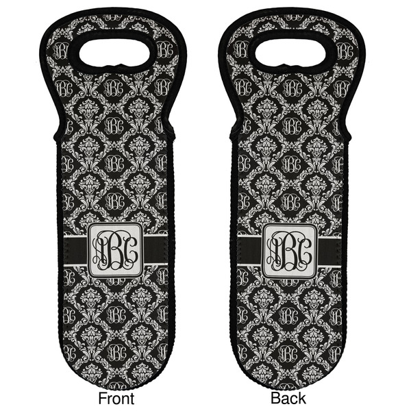 Monogrammed Damask Wine Tote Front & Back