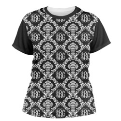 Monogrammed Damask Women's Crew T-Shirt - Small (Personalized)
