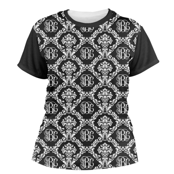 Custom Monogrammed Damask Women's Crew T-Shirt - Small (Personalized)