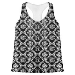 Monogrammed Damask Womens Racerback Tank Top - 2X Large (Personalized)