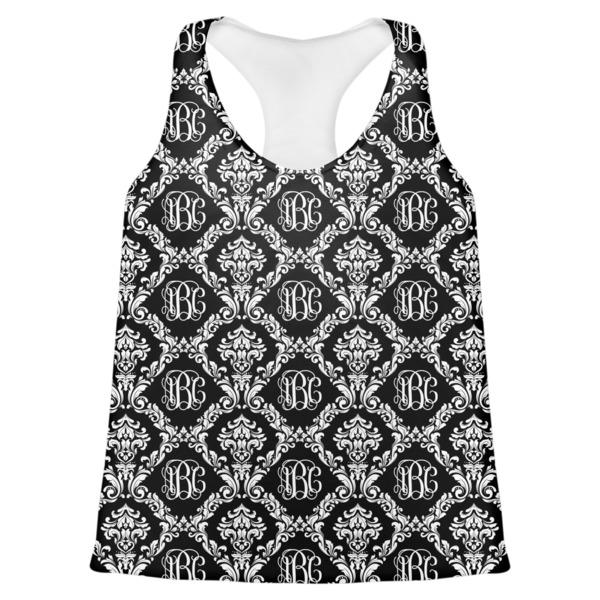 Custom Monogrammed Damask Womens Racerback Tank Top - Small (Personalized)