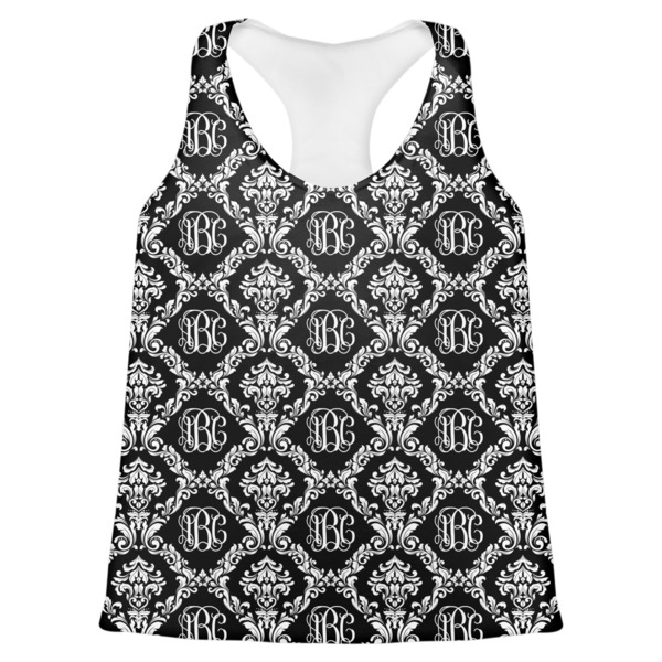 Custom Monogrammed Damask Womens Racerback Tank Top - 2X Large (Personalized)