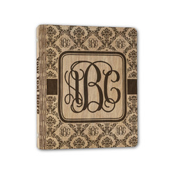 Monogrammed Damask Wood 3-Ring Binder - 1" Half-Letter Size