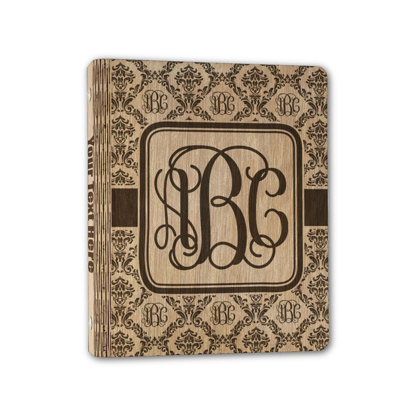 Custom Monogrammed Damask Wood 3-Ring Binder - 1" Half-Letter Size