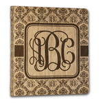 Monogrammed Damask Wood 3-Ring Binder - 1" Letter Size
