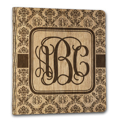 Monogrammed Damask Wood 3-Ring Binder - 1" Letter Size