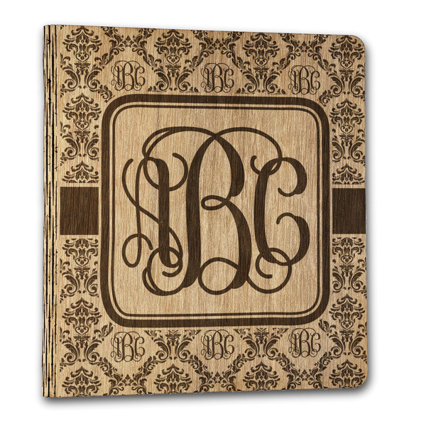 Custom Monogrammed Damask Wood 3-Ring Binder - 1" Letter Size