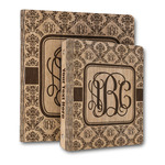 Monogrammed Damask Wood 3-Ring Binder