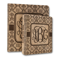 Monogrammed Damask Wood 3-Ring Binder