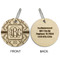 Monogrammed Damask Wood Luggage Tags - Round - Approval
