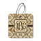 Monogrammed Damask Wood Luggage Tag - Square