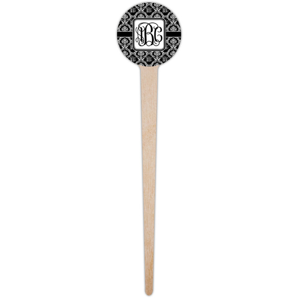 Monogrammed Damask Wooden 4" Food Pick - Round - Single Pick