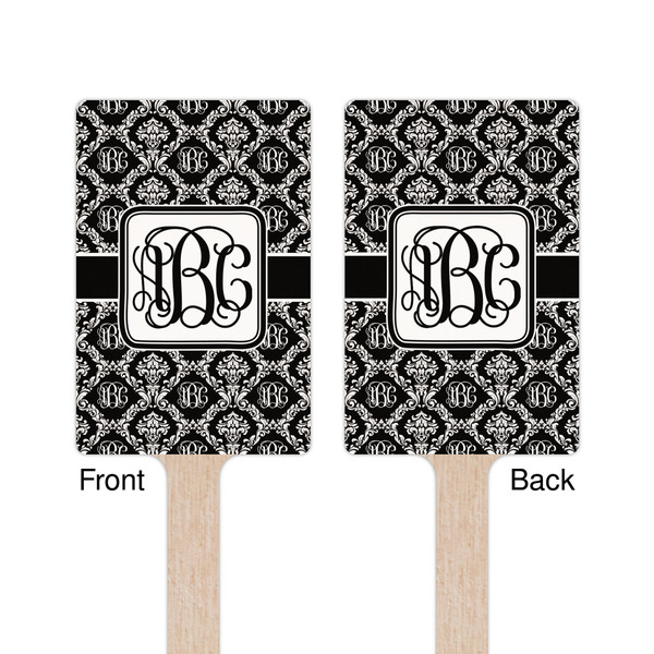 Monogrammed Damask Wooden 6.25" Stir Stick - Rectangular - Double Sided - Front & Back