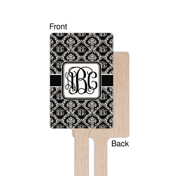 Monogrammed Damask Wooden 6.25" Stir Stick - Rectangular - Single - Front & Back