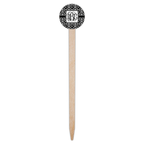 Monogrammed Damask Wooden 6" Food Pick - Round - Single Pick