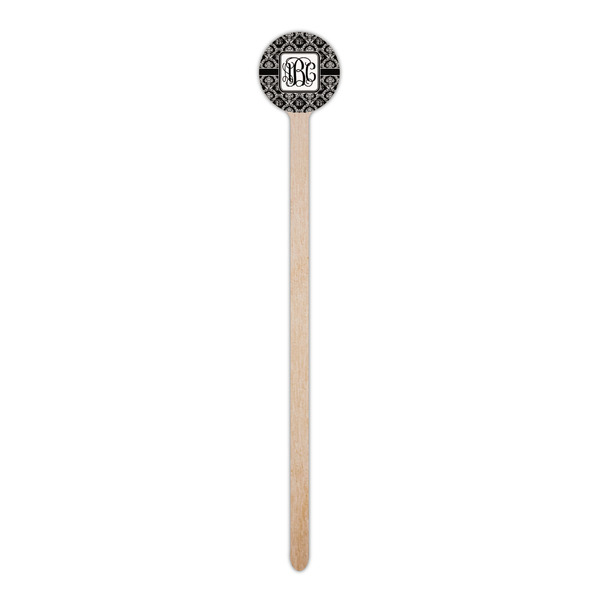 Monogrammed Damask Wooden 6" Stir Stick - Round - Single Stick
