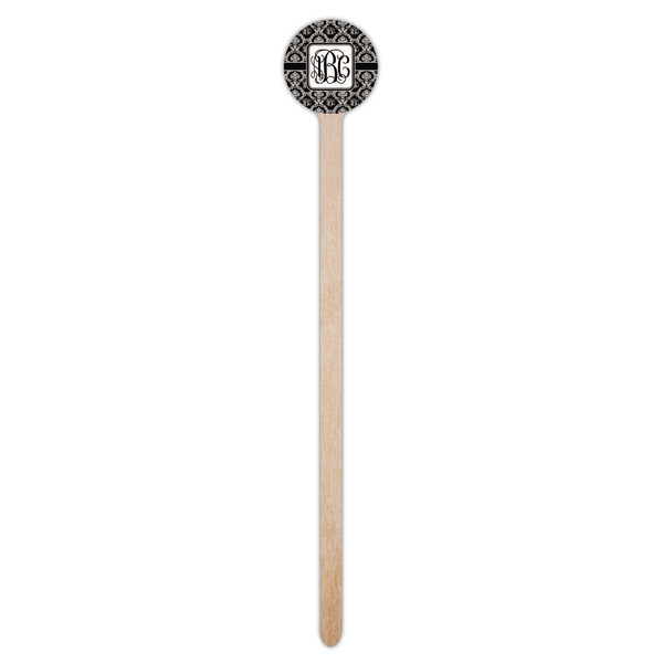 Monogrammed Damask Wooden 7.5" Stir Stick - Round - Single Stick