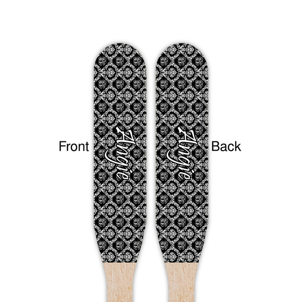 Monogrammed Damask Wooden Food Pick - Paddle - Double Sided - Front & Back