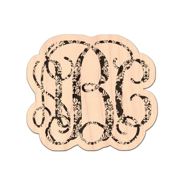 Custom Monogrammed Damask Genuine Maple or Cherry Wood Sticker (Personalized)