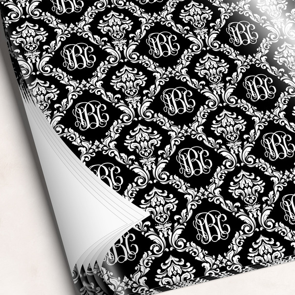 Custom Monogrammed Damask Wrapping Paper Sheets - Single-Sided - 20" x 28"